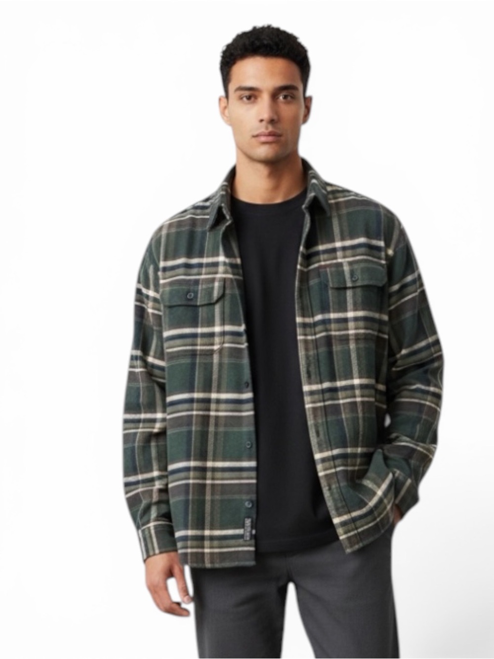 Orvis Men’s Heavyweight Double Brushed Flannel Shirt In Pine Plaid XL